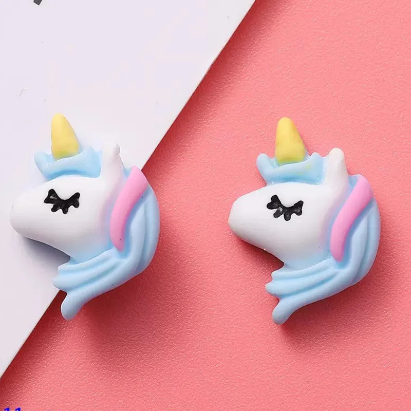 20 Pcs New Cute Mini Cartoon Blue Unicorn Flat Back Resin Cabochons Scrapbooking DIY Jewelry Craft Decoration Accessories A63
