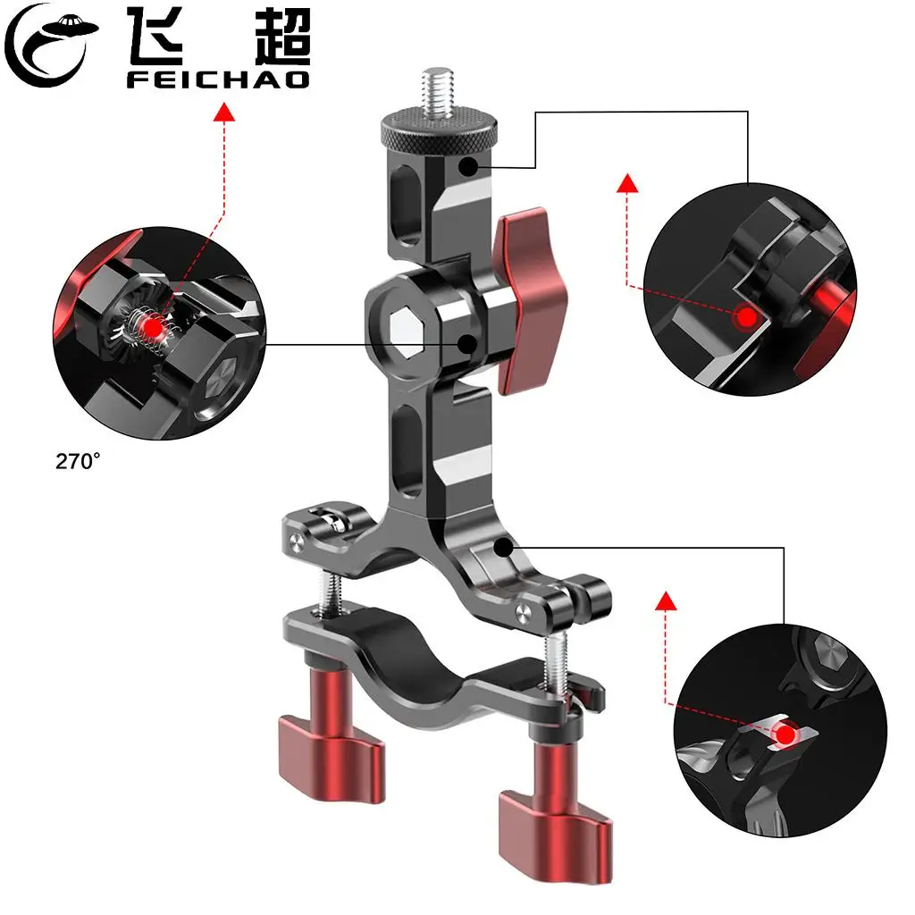 Soporte de abrazadera para manillar de motocicleta, soporte de bicicleta con tornillo 1/4 para Gopor Hero 13 12 11 10 9 para cámara de acción Insta360 X4
