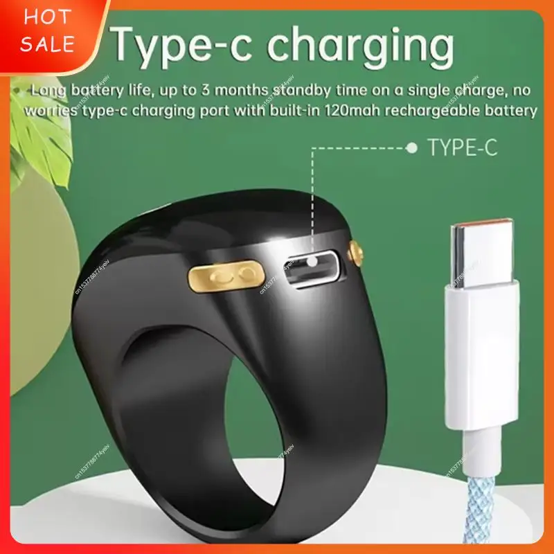 Adjustable OLED Screen Portable Ring Type Ball Finger Counter Type C Rechargeable Mini Counter Featuring Battery Display Black A