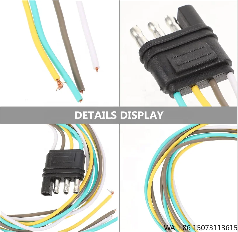 4-Way Flat Trailer Extension Cable 36 Inch with End Plug 4-Pin Connector