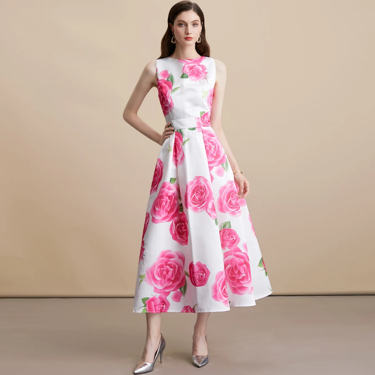 กระโปรงยาวทรงเอ พิมพ์ลายดอกไม้ ทรงเอวสูง สำหรับผู้หญิง เหมาะสำหรับงานวันเกิด งานปาร์ตี้ หรือใส่เดินเล่น