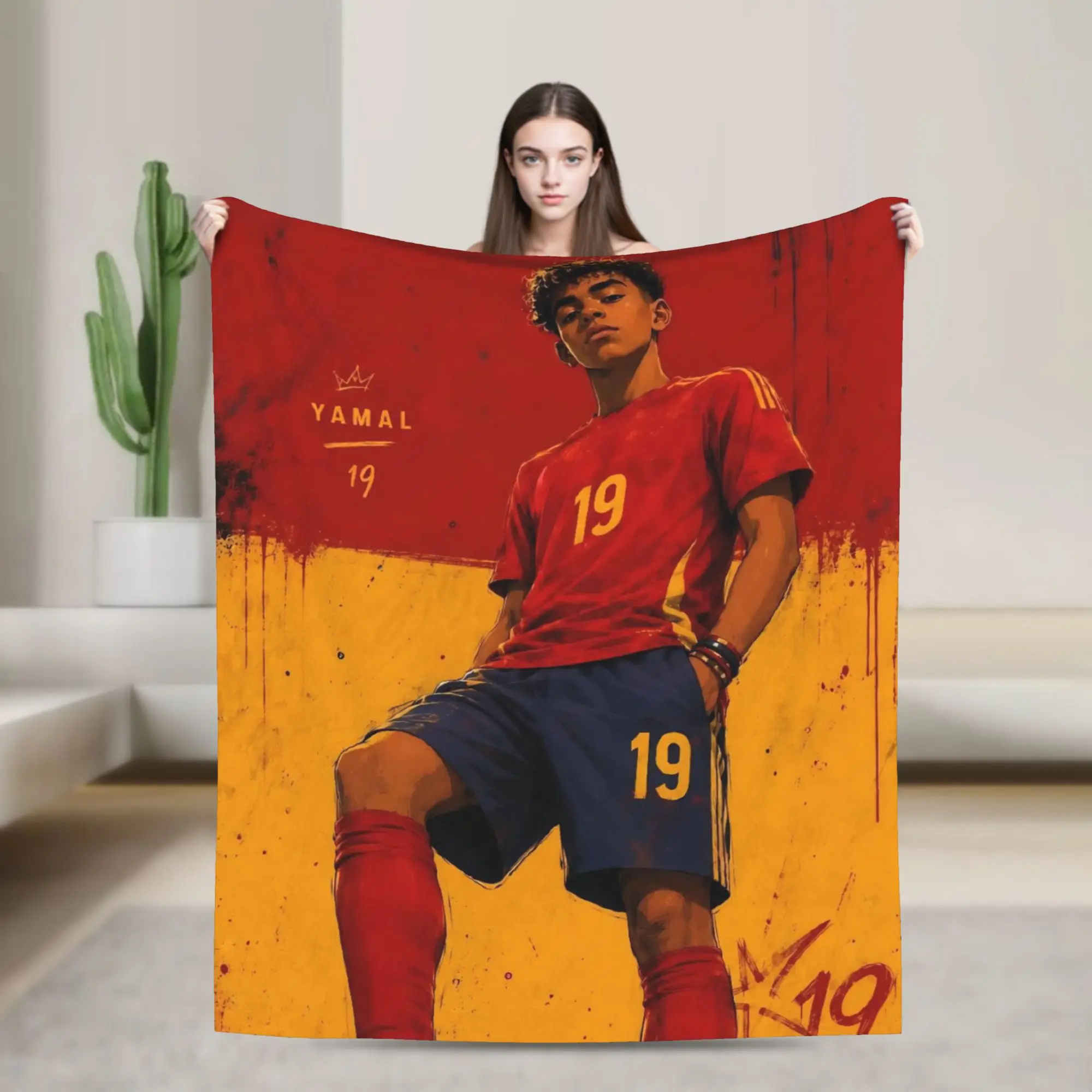 Football L-Lamine Yamal Spain Blanket Flannel All Season   Multifunction Warm Throw Blanket for Bedding Outdoor Plush Thin Quilt