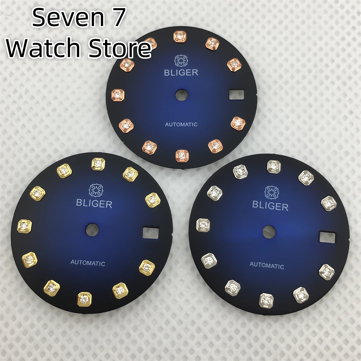 ساعة 20.5 ملم بمينا أمة الله أزرق/أبيض/أسود/أخضر مؤشر الماس مناسب لحركة NH05 الأوتوماتيكية 26 ملم أجزاء ساعة نسائية