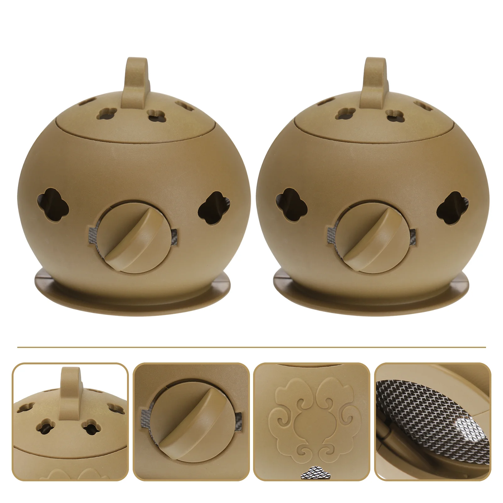 2 Pcs Body Moxibustion Box Moxibustion Massage Treatment Pot Tool Without Moxa Cone (Khaki) Moxa Cone Burner Pot