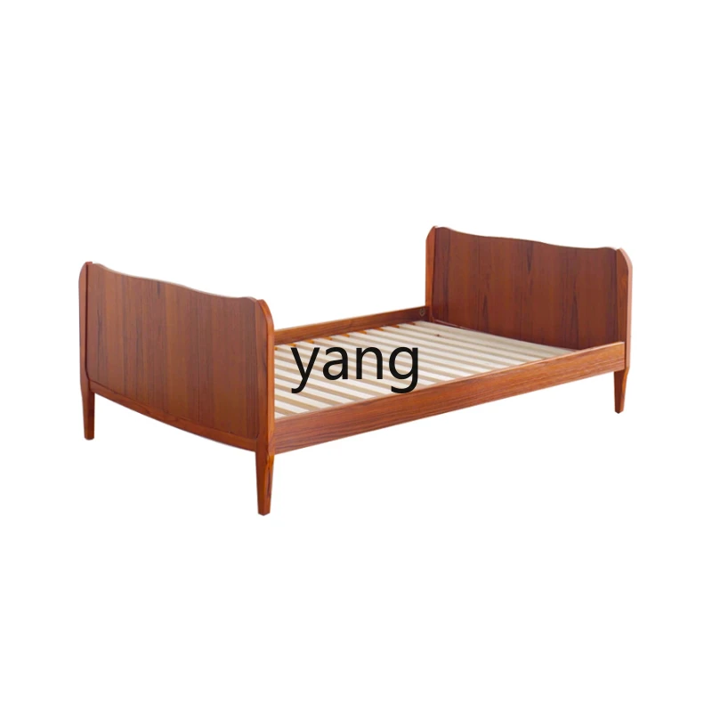 Yjq1.2 rice pomelo wood bed medium and ancient single bed without acute angle small apartment