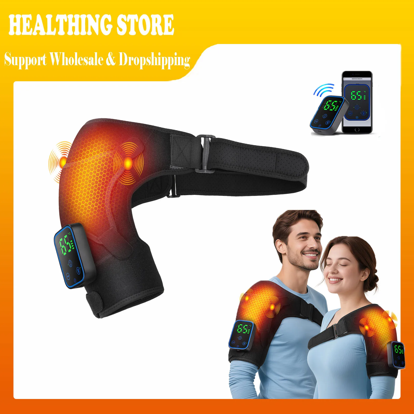 

Dual-Control Electric Graphene Heating Shoulder Massager with Vibration 7 Temp Levels Detachable APP Control for Fatigue Relief