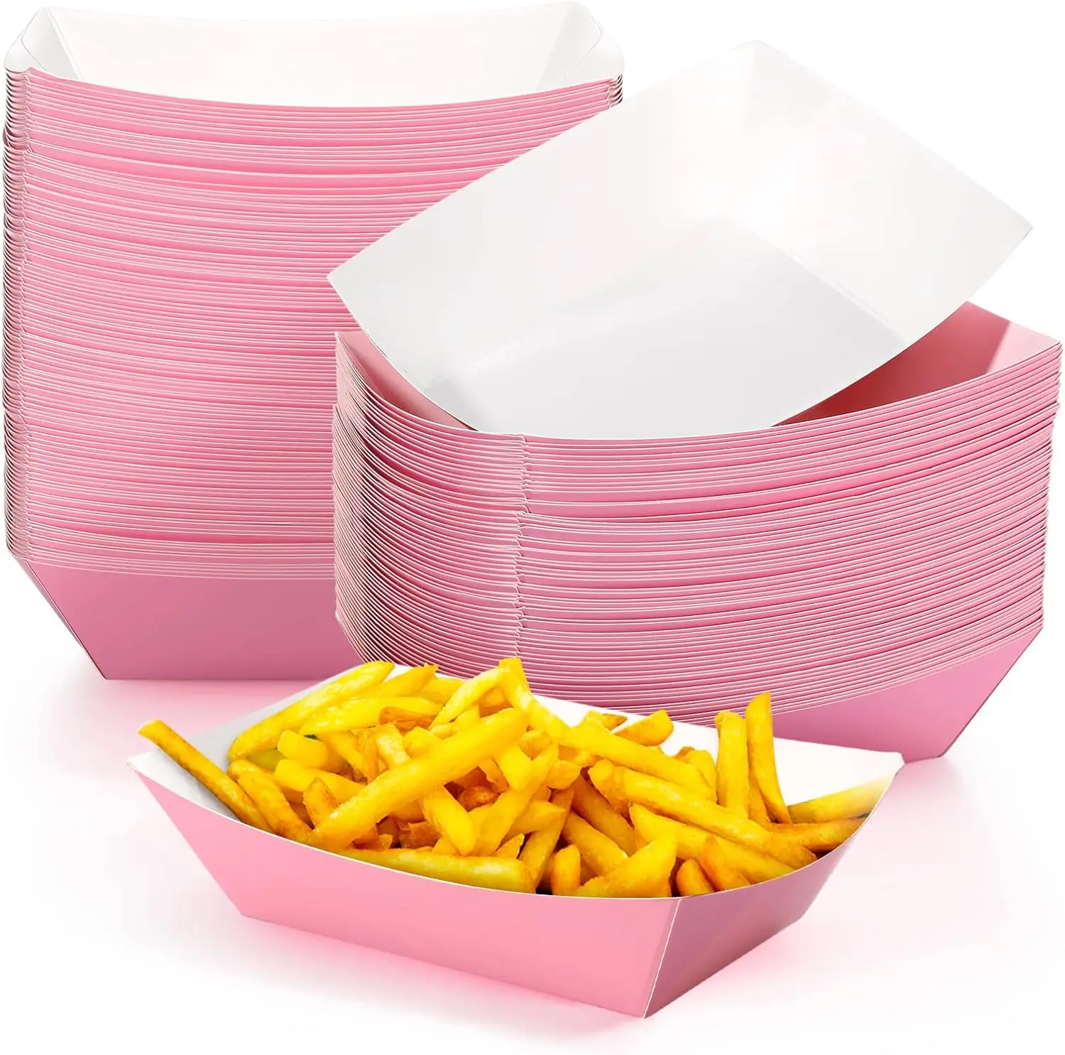 

100 Pack 2lb Kraft Paper Food Trays for Nachos Tacos Concession Stands Party Supplies (Pink)