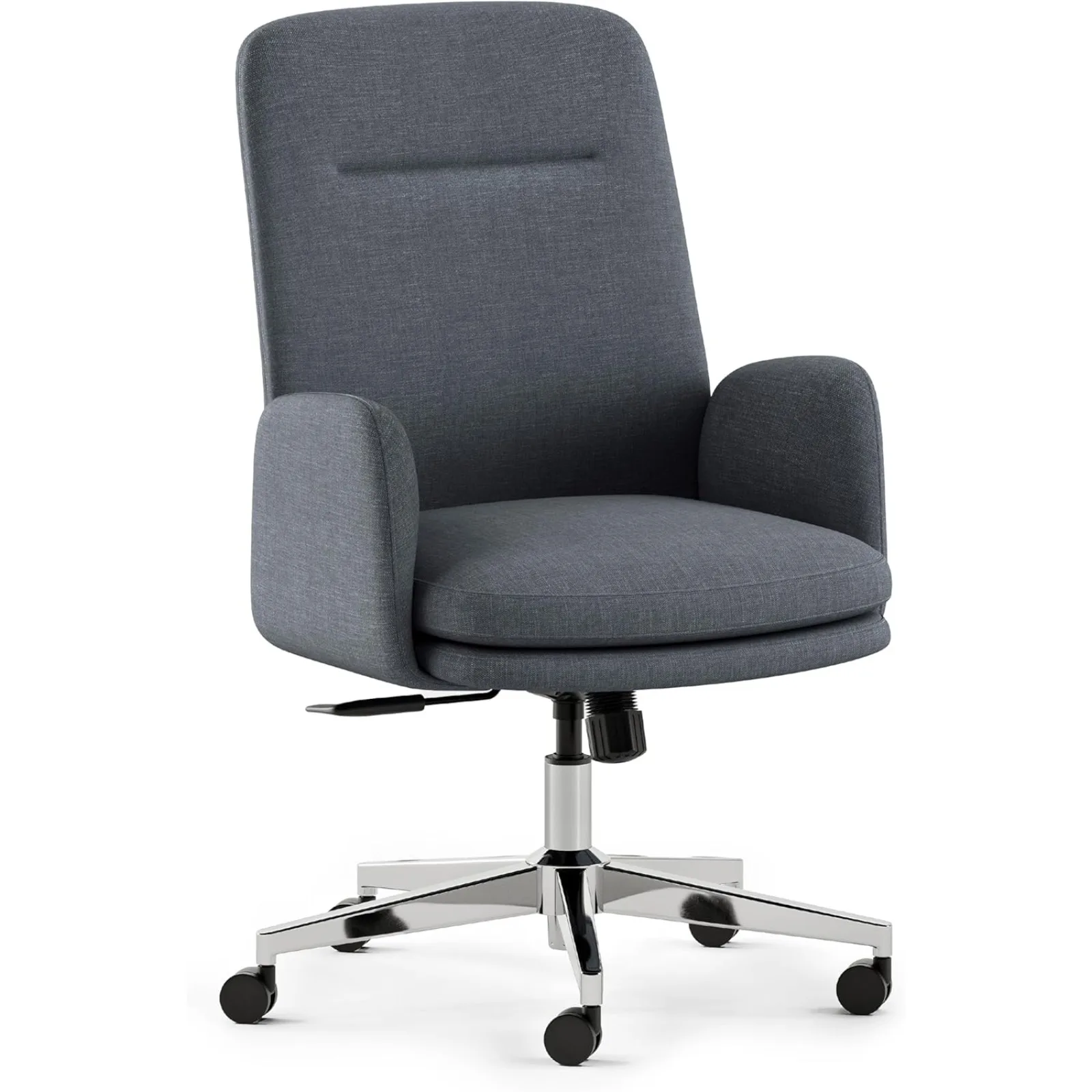 US  Softside Mid Century Modern Office Chair, Fabric - Removable Arms & High Back Design with Luxury Cloud-Like