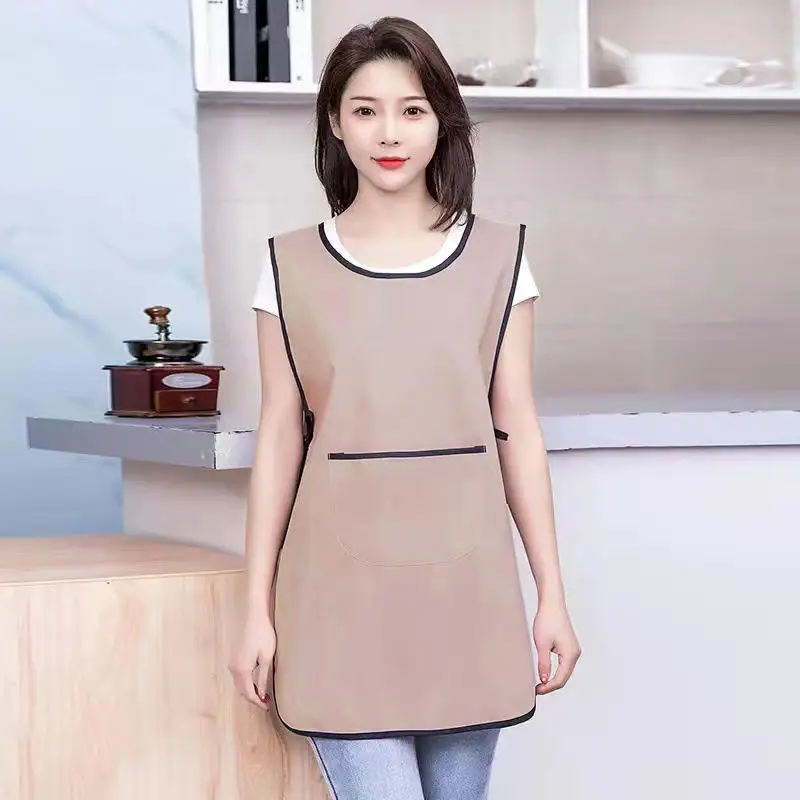 주머니가있는 더러운 방수 주방 앞치마 여성 그림 요리 작업 Pinafore 네일 살롱 미용 앞치마 레스토랑