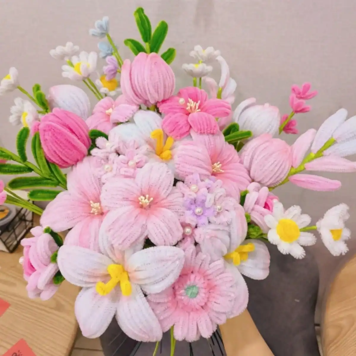 400/573pcs Pipe Cleaners Craft Set With Tutorial Video,DIY Handmade Flower Making Materials,Valentine Mother's Day Creative Gift view 6