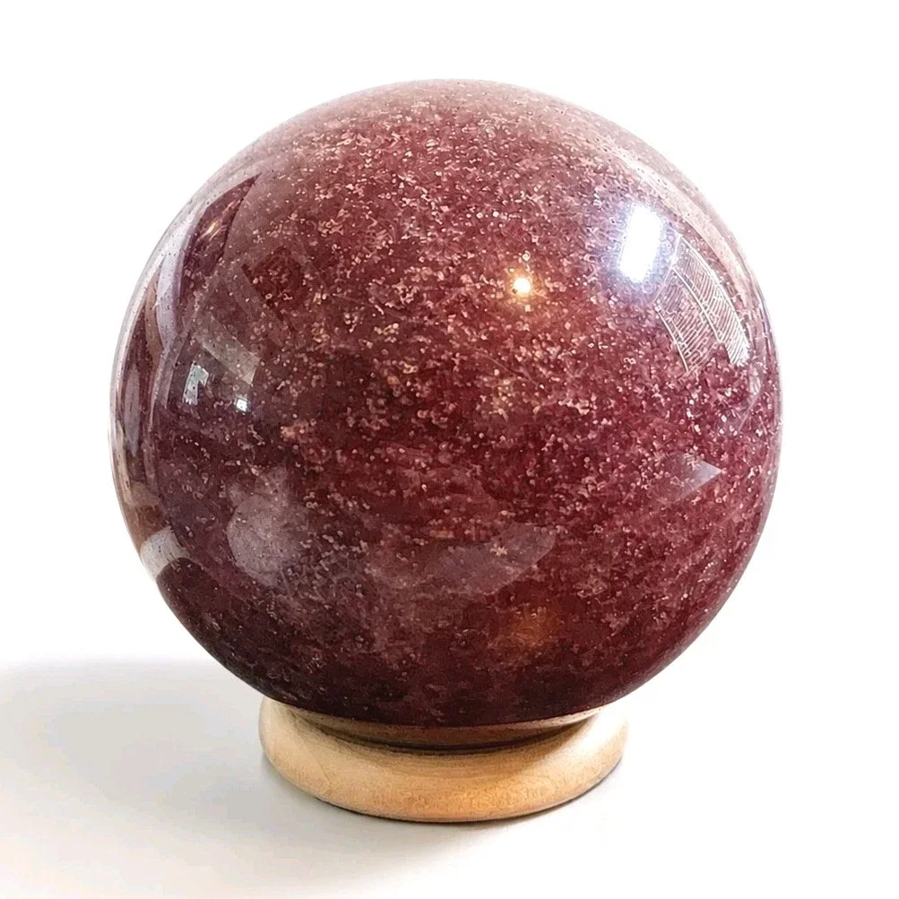 Natural Strawberry Crystal Balls, Crystal Quartz Red Ore Polished Balls, Mineral Healed Crystal Balls