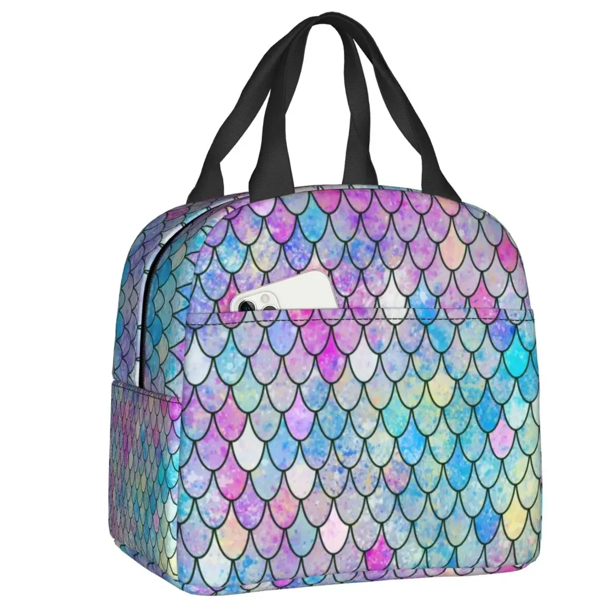 Colorful Magic Mermaid Scales Thermal Insulated Lunch Bags Fishscales Portable Lunch Container School Outdoor Storage Food Box