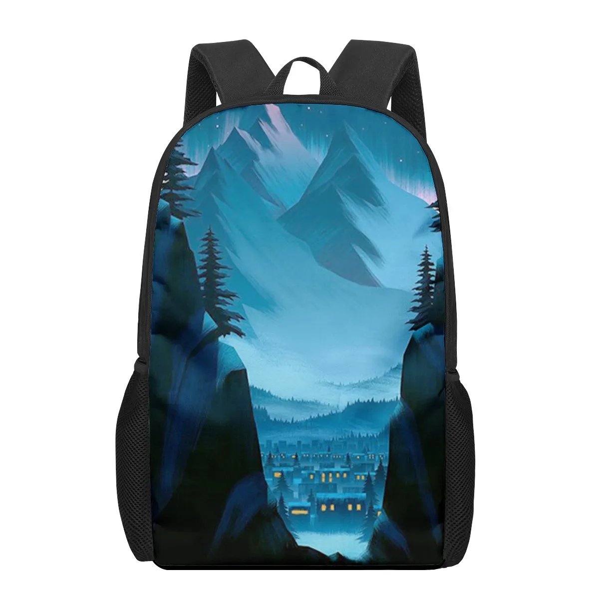 Anime Landscape Illustration 3D Pattern School Bag for Children Girls Boys Casual Book Bags Kids Backpack Boys Girls Schoolbags