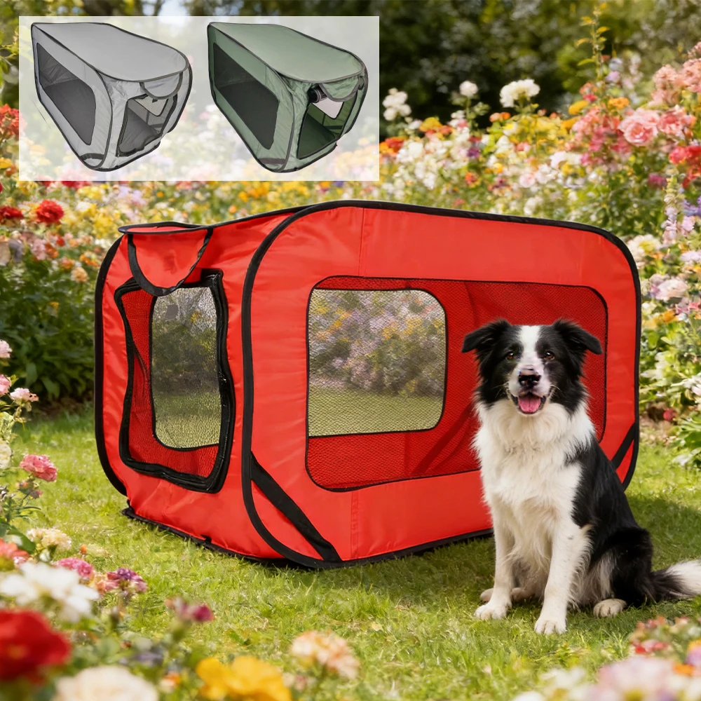 

Multifunctional Pet Tent Pop Up Foldable Carrier with Breathable Mesh Large Car Seat Kennel for Trunk Camping Puppy Bed House