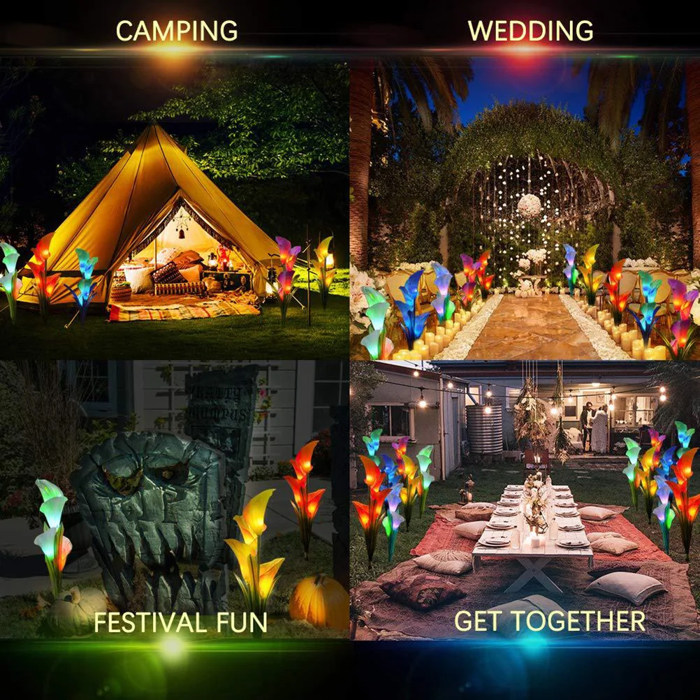 

2Pcs LED Solar Flower Lights Colorful Garden Lamp for Lawn Pathway Yard Driveway Patio Walkway Pool Area White Purple