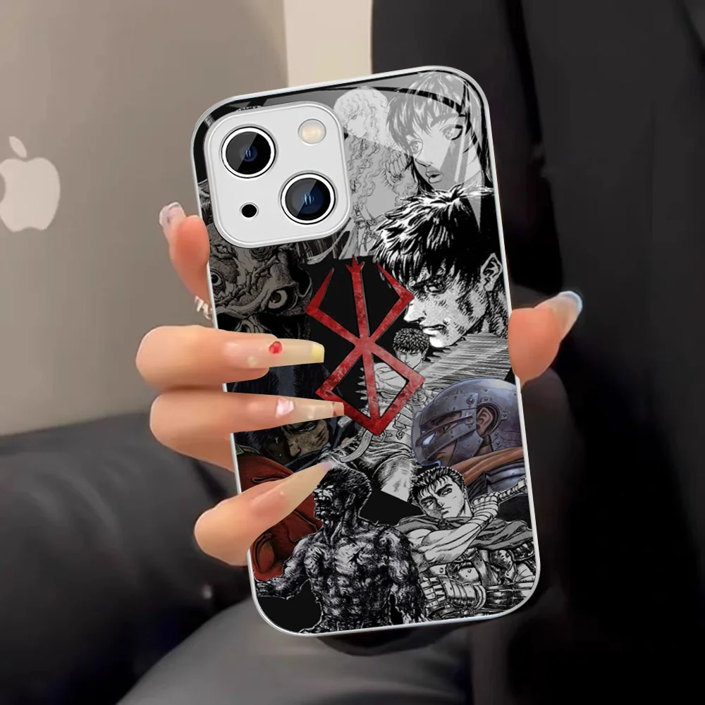 Japan Anime Berserk Guts Phone Case Tempered Glass For Iphone 14 13 12 11 Pro Mini XS MAX 14Plus X XS XR Cover