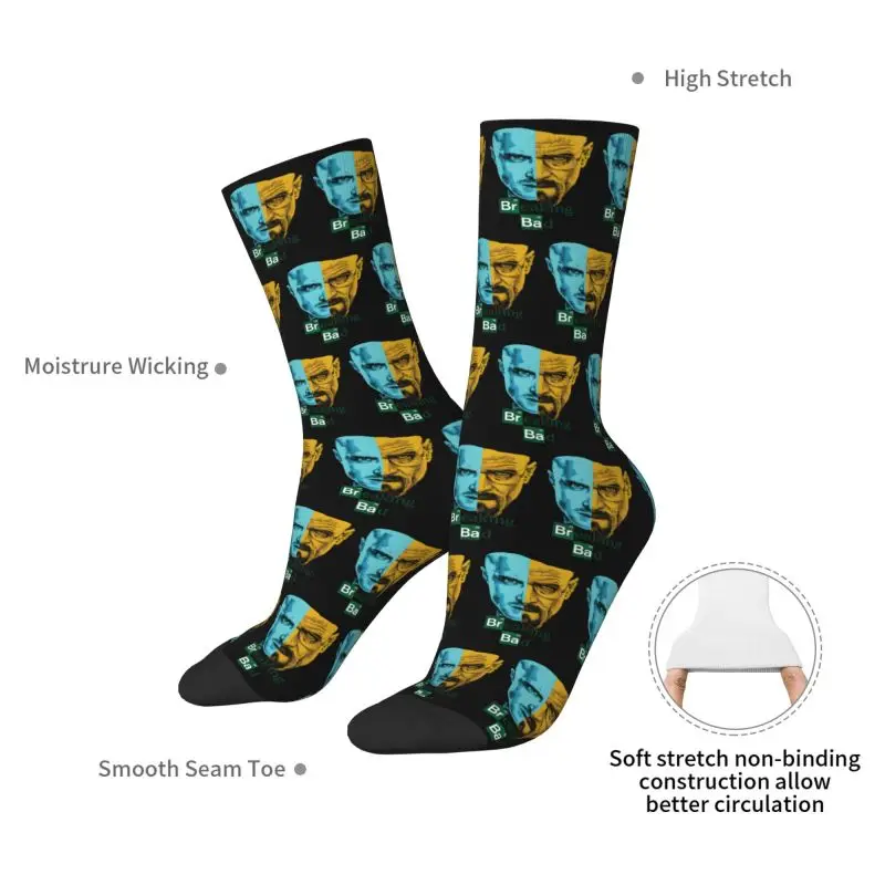Custom Fashion Printed Breaking Bad Socks for Men Women Stretchy Summer Autumn Winter TV Show Crew Socks view 5