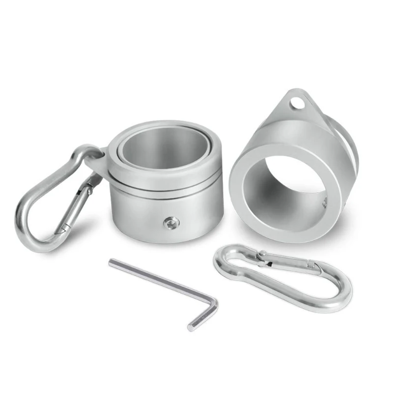 2Pcs Aluminum Alloy Flagpole Rings with Fixed Carabiner Hook 360 Degree Rotating Anti Wrap Mounting Spinning Dropship