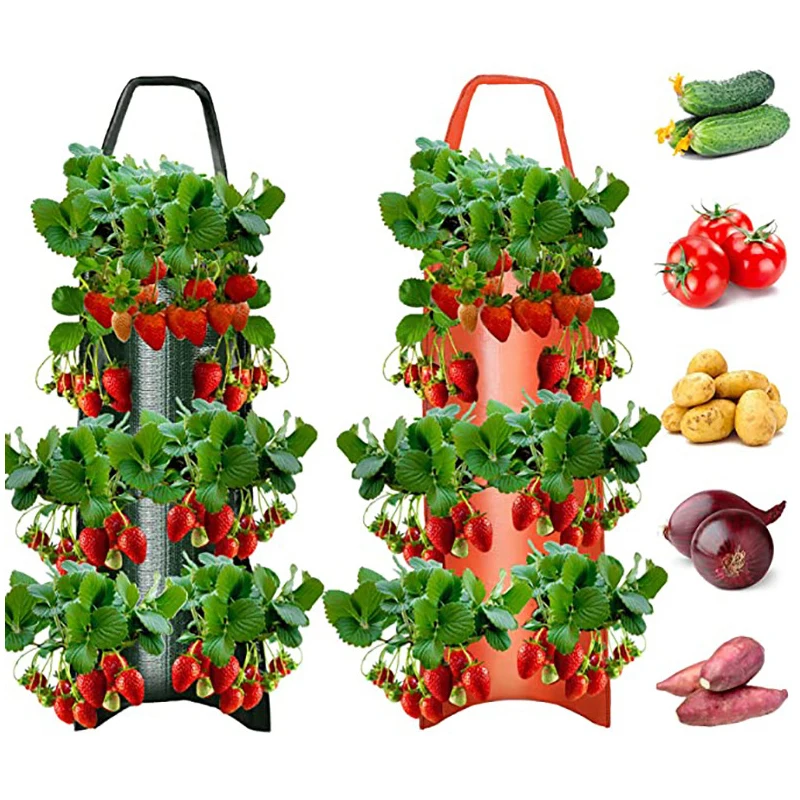 

4/6/8/10-Hole Hanging Planting Bag Fabric Pouch For Plant Aeration & Growth Easy Harvesting Of Vegetables Roses Strawberry