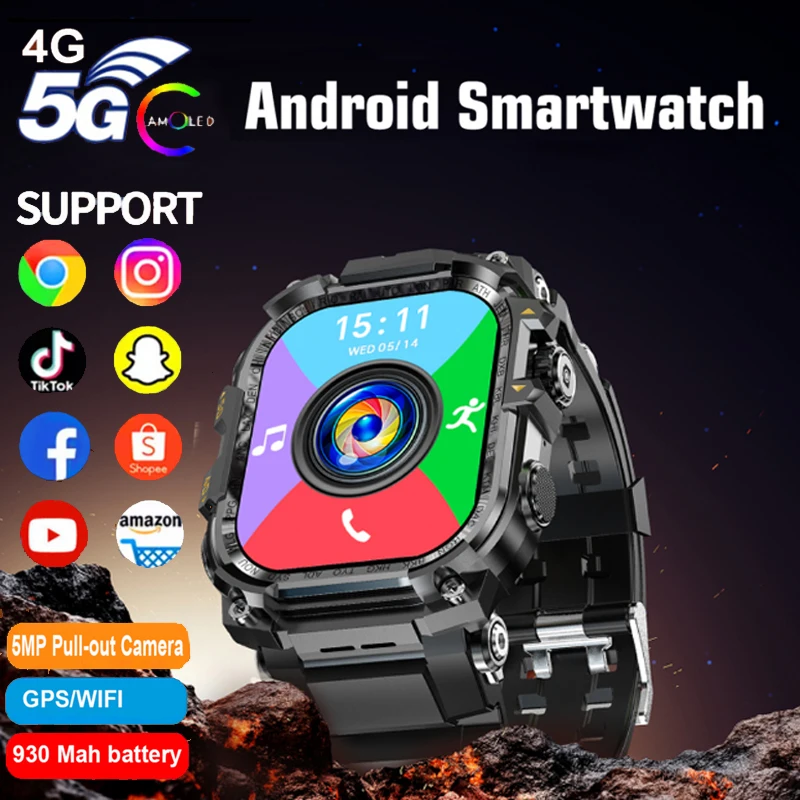 

4G Android Мужчины Женщины Смарт-часы Мужчины GPS 3G RAM/32G ROM Хранение HD Двойная камера 4G SIM-карта WIFI Беспроводной быстрый доступ к Интернету