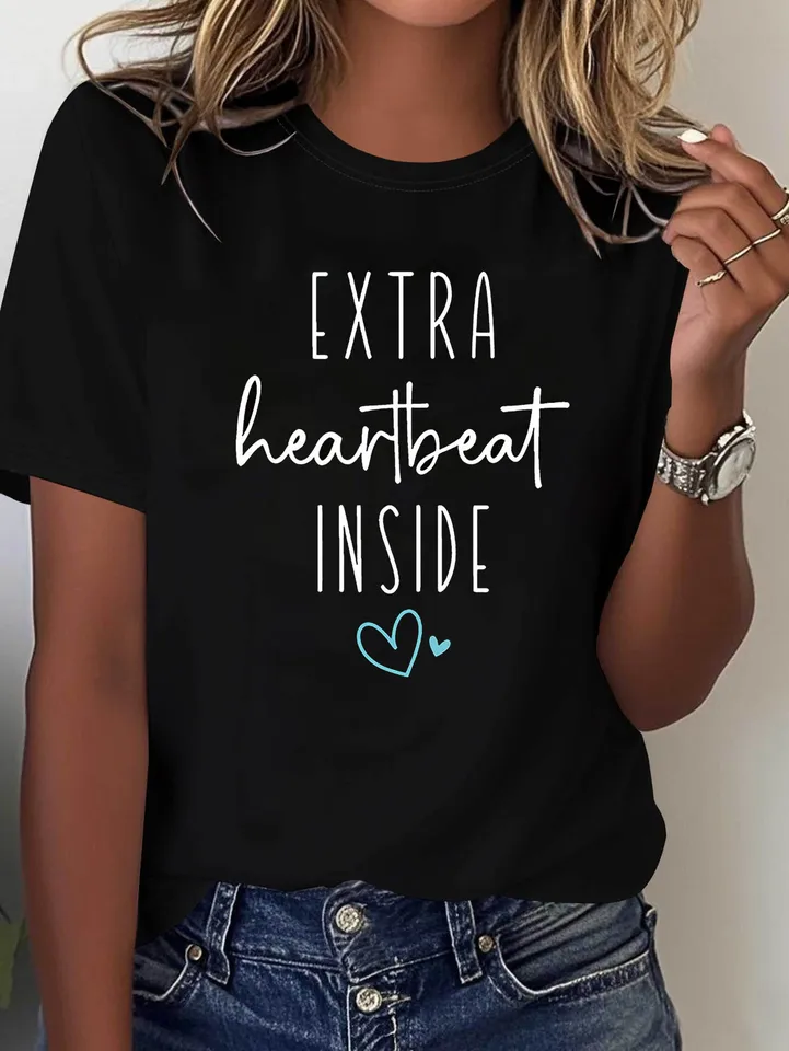 Womens Maternity Heartbeat Graphic T Shirt