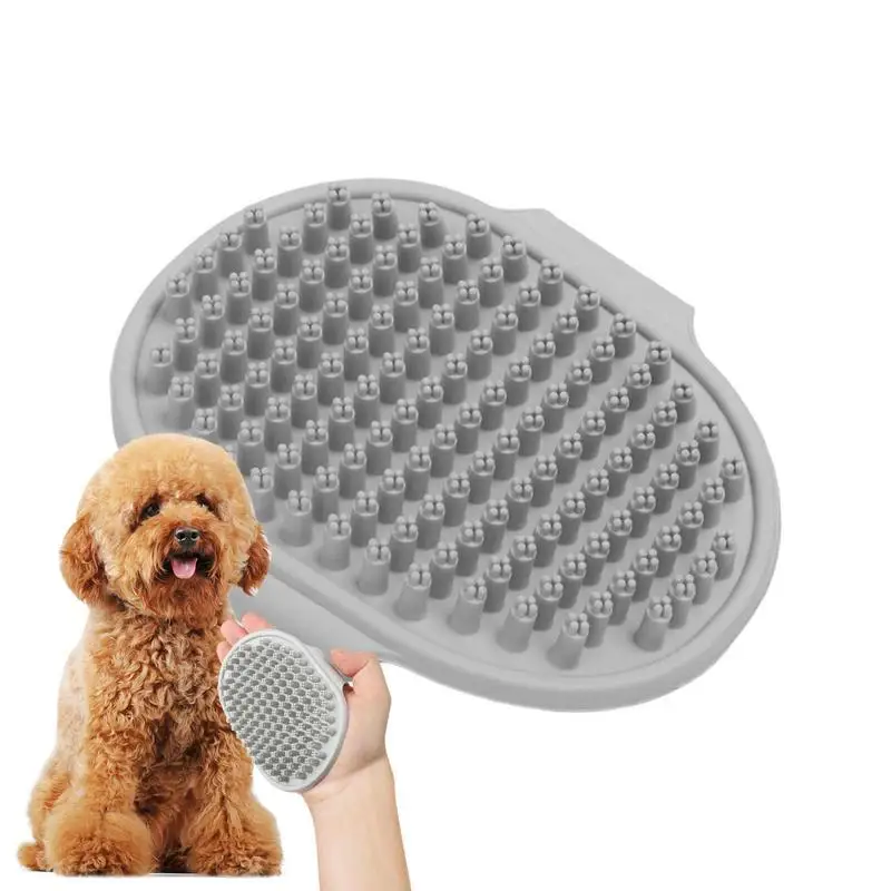 

Dog Bath Brush Pet Bath Comb Brush Soothing Massage Brush Comfortable TPR Dog Shower Brush With Ring Handle For Long/Short Hair