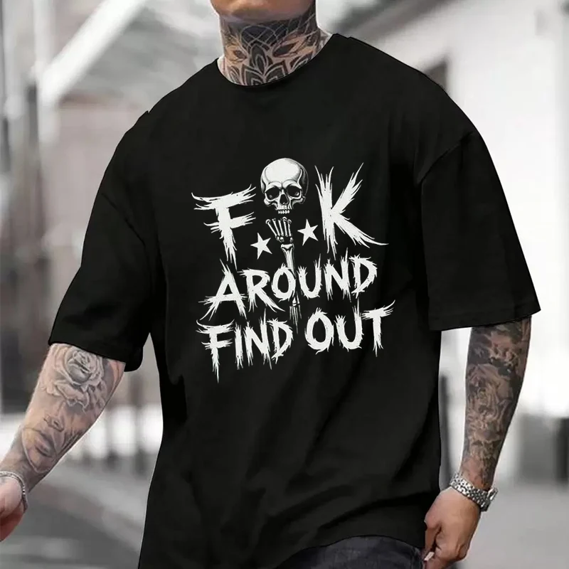 

FK Around And Find Out Men's And Women's T-shirt Summer New Cotton Tee Short-sleeved Motorcycle Cycling Top