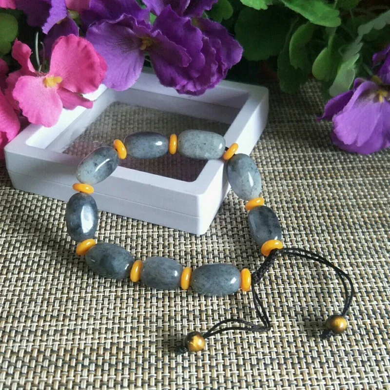 Natural Hetian Blue and White Stone Bracelet Jewelry Lucky Exorcise evil spirits Auspicious Amulet Jade Bracelet Fine Jewelry