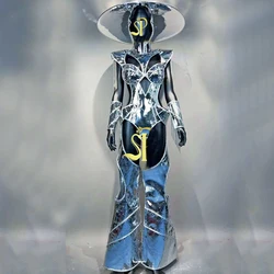 Sexy Pole Dance Clothing Women Cutout Silver Mirrors Jumpsuit Gogo Costume Bar Nightclub Ds Dj Stage Rave Outfit XS8456