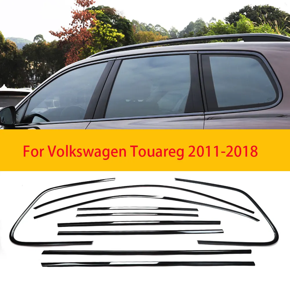 

2011-2018 For Volksw Touareg refitted window trim, front bar of middle net, black bright bar, second generation Touareg exterior