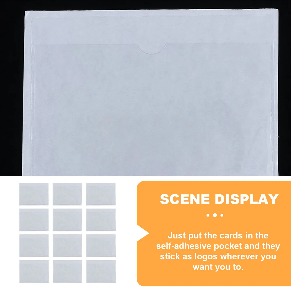 

30Pcs Plastic Self-Adhesive Card Pocket Sleeve Index Cards Sleeve Business Cards Organizer Label Protection Holder Library Card