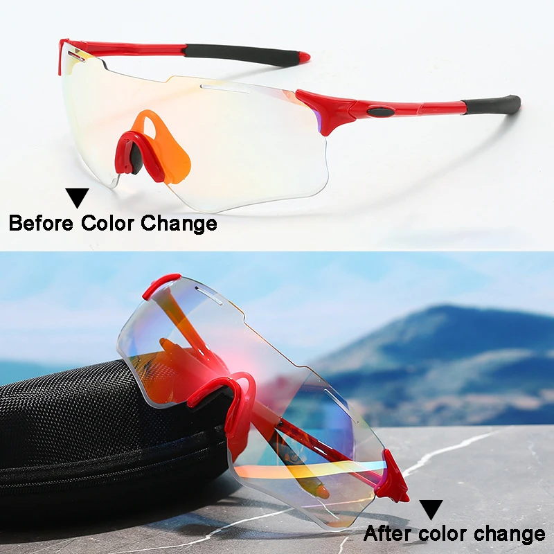 

Фотохромные солнцезащитные очки для езды на велосипеде с гибкой оправой TR90 и ударопрочными линзами из поликарбоната для пеших прогулок и велоспорта