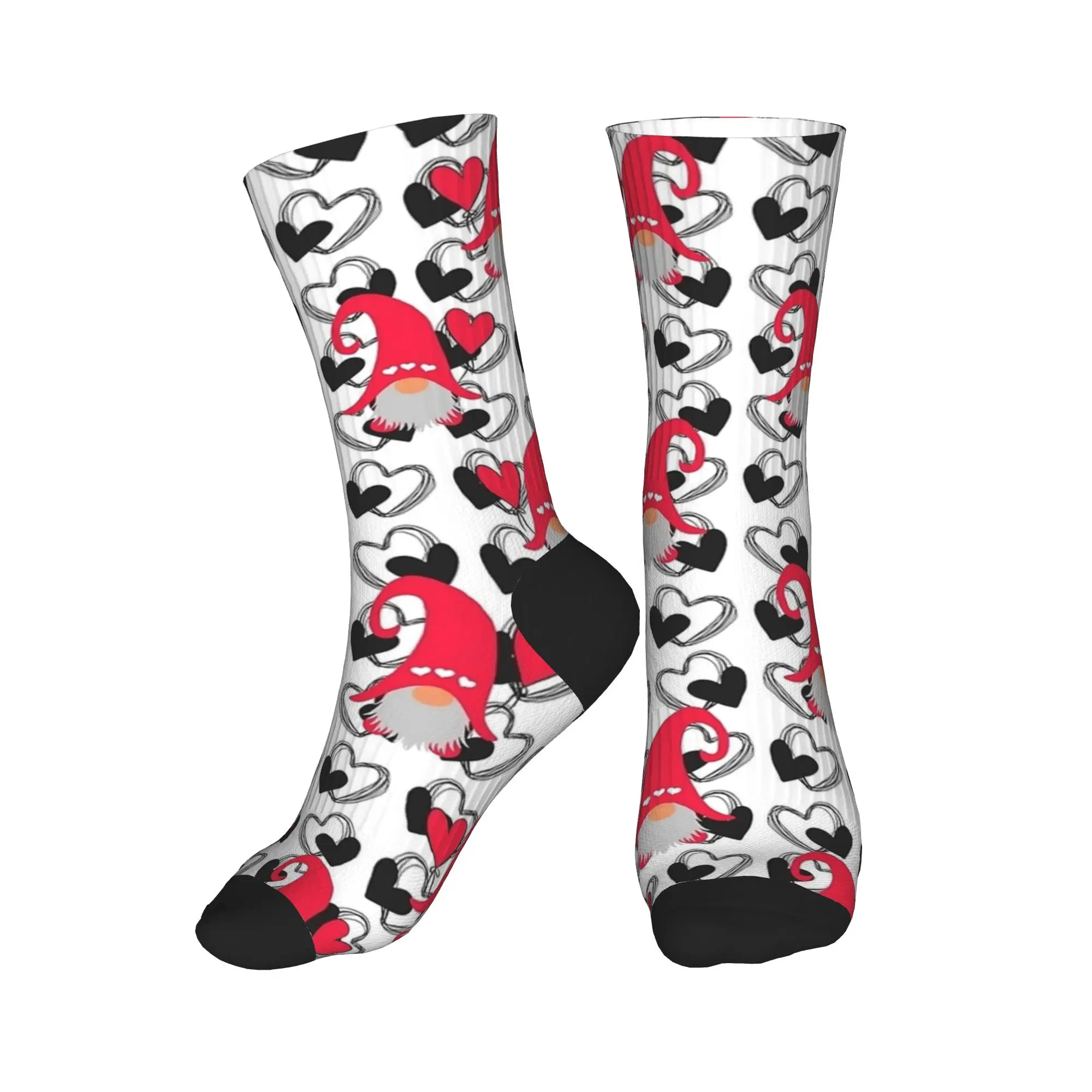 ถุงเท้าคริสต์มาสลายโนมส์พร้อมลายหัวใจวันวาเลนไทน์ ถุงเท้าผู้ชายใส่สบาย ถุงเท้าสำหรับฤดูใบไม้ร่วง ถุงเท้ากีฬาวิ่ง ถุงเท้ากันลื่นแบบสั่งทำ