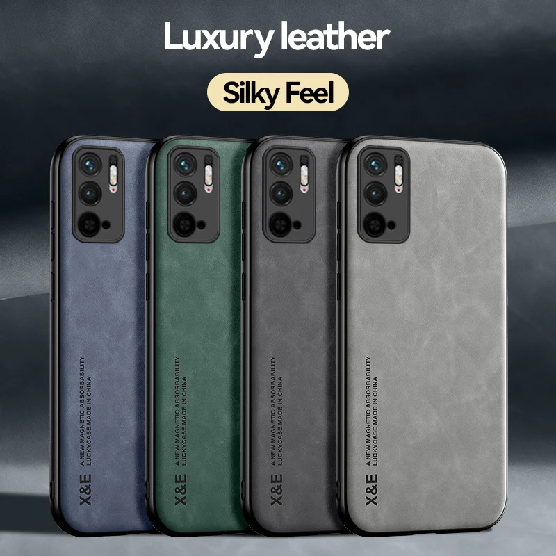 Leather Car Magnetic Holder Phone Case For Xiaomi Poco M3 Pro 5G Poko Little M 3 Pro M3Pro Matte Full Covers With Metal Plate