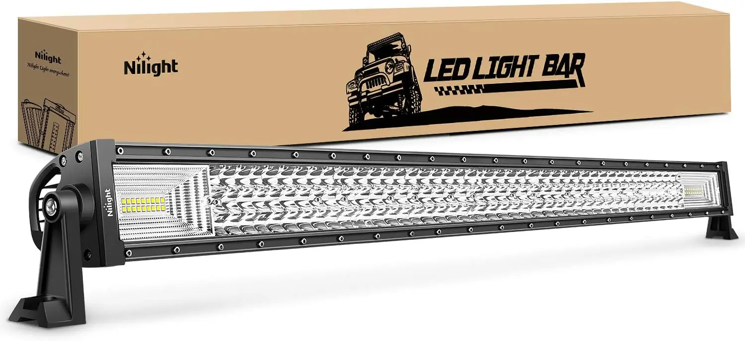 

42-дюймовая светодиодная балка с тремя рядами светодиодов, 648 Вт, комбинированный световой поток (рассеянный и сфокусированный), 43000 лм, сверхъяркая, для грузовиков, джипов, UTV, квадроциклов, лодок