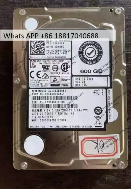 DYDW0 1W7HC 600G 15K SAS 12G 2.5 inch Server Hard Drive Disassembly，No bracket included，almost new