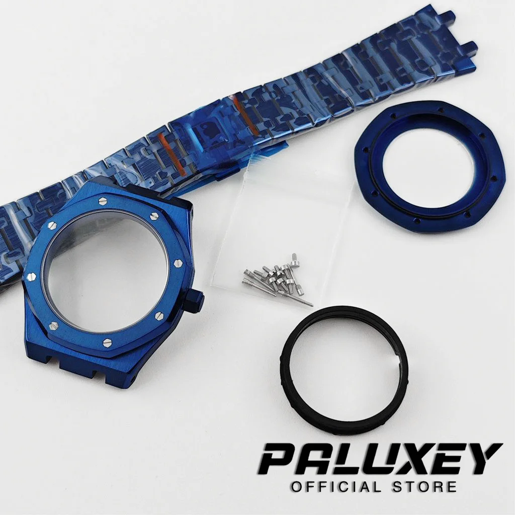 NH35 42mm PVD-Galvanisiertes Blaues Uhrengehäuse für NH35 NH36 4R35 Uhrwerk Saphirglas Edelstahl AP Uhrenzubehör