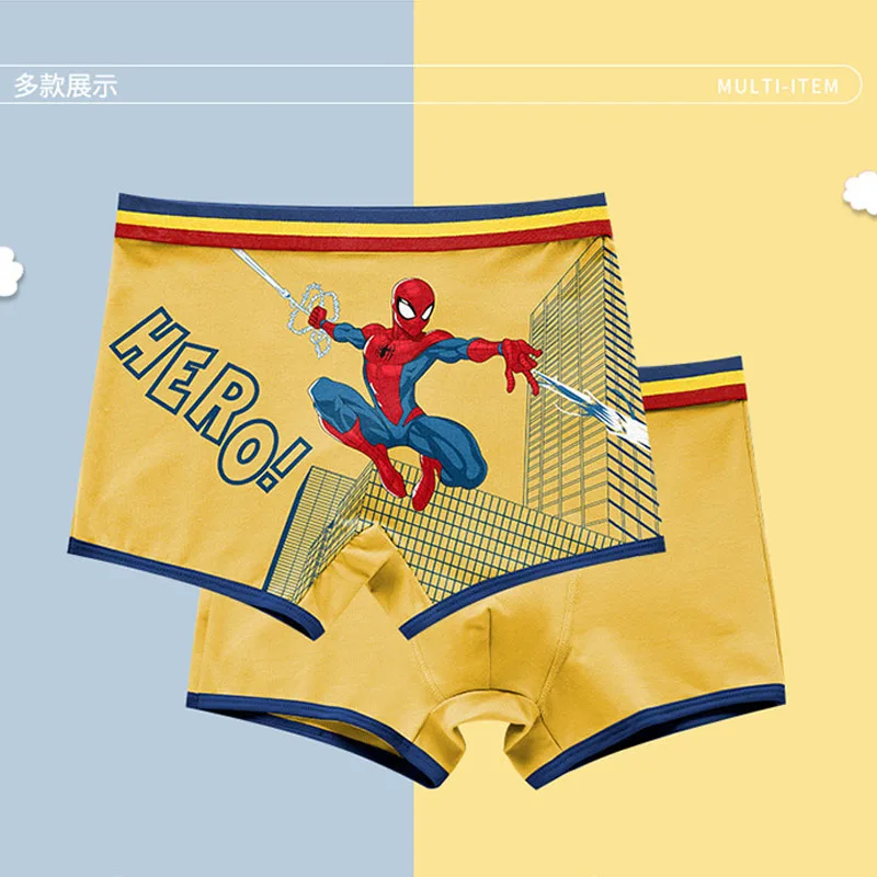 4Pcs/lot Miniso Spider-Man Children Underpant Marvel Series Breathable Brie Boys Underwear Cotton Boxer Shorts Christmas Gift