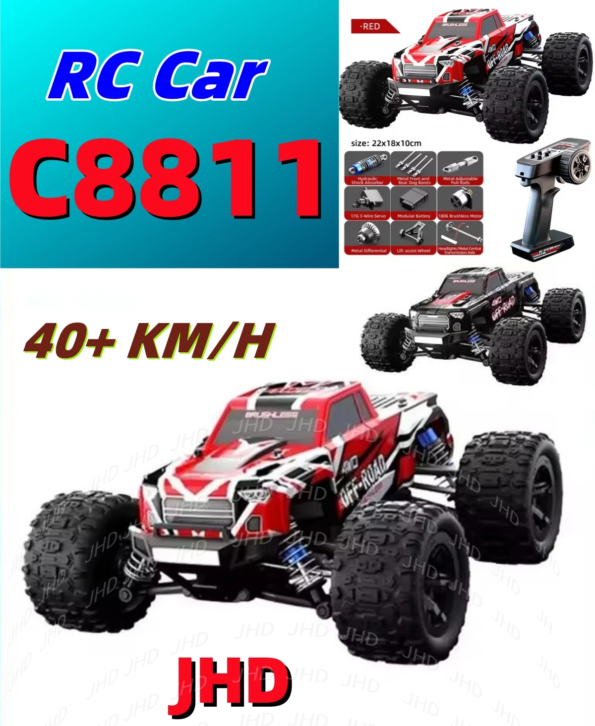 JHD C8811 40KM/H High Speed RC Cars Toys JJRC C8811 Remote Control Car 2.4G 4WD Off Road Monster Truck