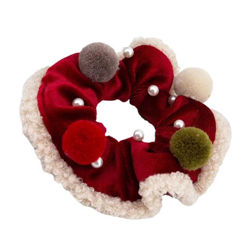 Plush Christmas Hair Scrunchies Autumn Winter Soft Elastic Bands for Women