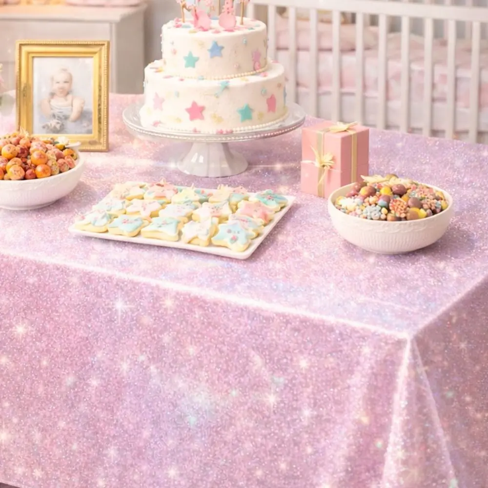 New Purple Laser Disposale Tablecloth Aluminum Film Rectangle Table Cover Shiny Party Decoration Birthday Wedding Party Supplies
