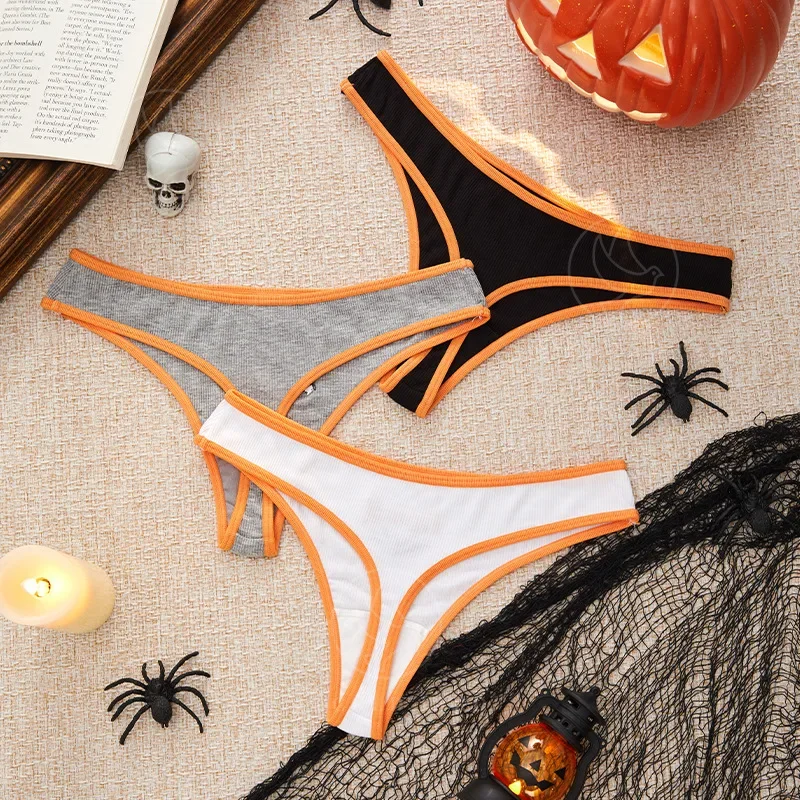 Halloween Pattern Underwear Thongs Women's sexy thin G-string T Pants Comfortable Breathable Low Rise Panties