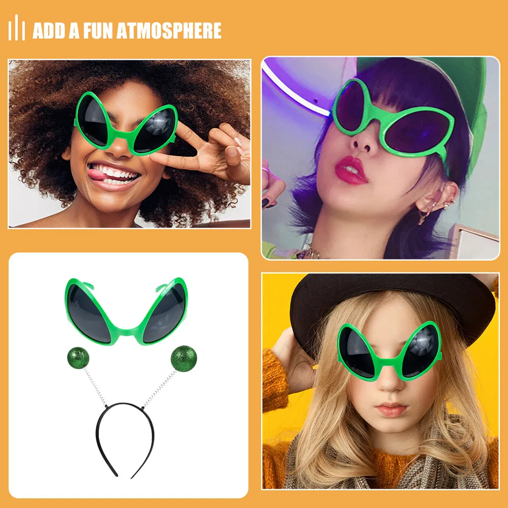 2 Peças: Tiara de Antena Extraterrestre e Óculos Divertidos para Festa a Fantasia, Halloween, Mardi Gras, Carnaval - Acessório Divertido
