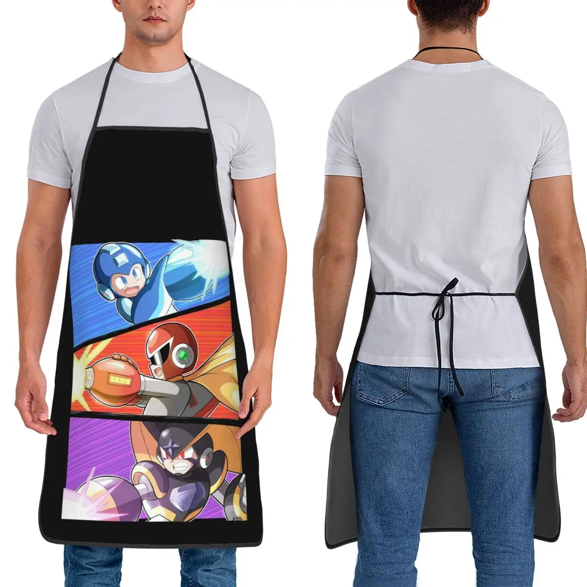 

Robot Triple Shot Aprons Chef Cooking Cuisine Tablier Sleeveless Bib Kitchen Cleaning Pinafore for Women Men Gardening