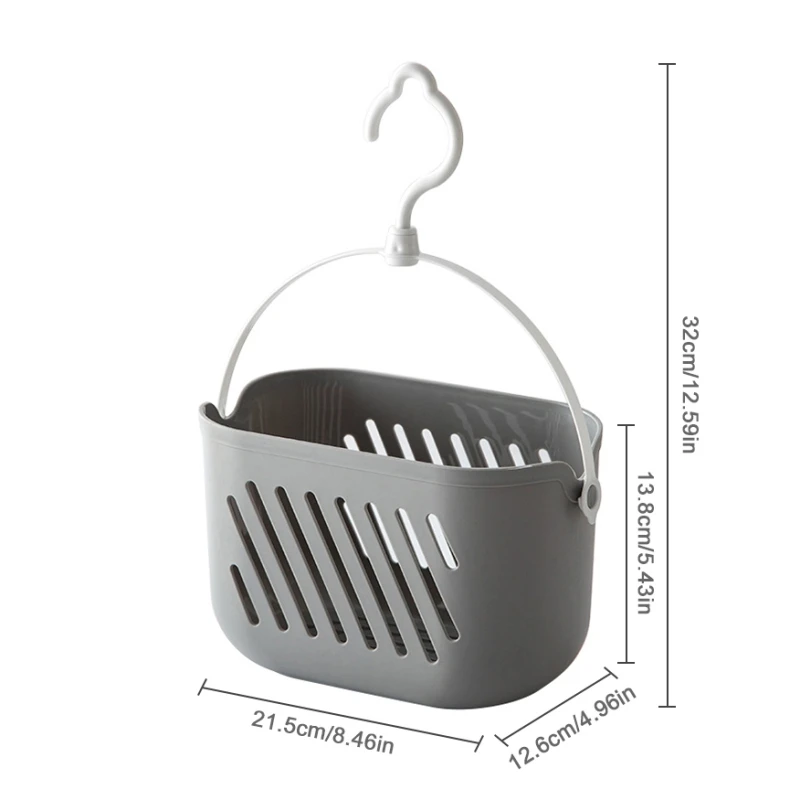 Portable Kitchen Organizer Storage Basket with Hook Plastic Baskets Hanging Shower Basket Laundry Basket  for Bathroom Kitchen