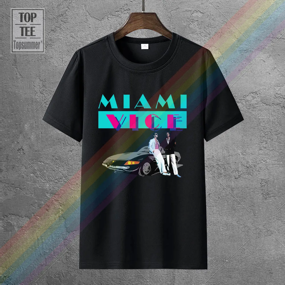 Miami Vice 80S Tv T Shirt Big Size Short Sleeve Mens T Shirts Fashion 2018 Pop Brand Cotton Crewneck Men Shirts