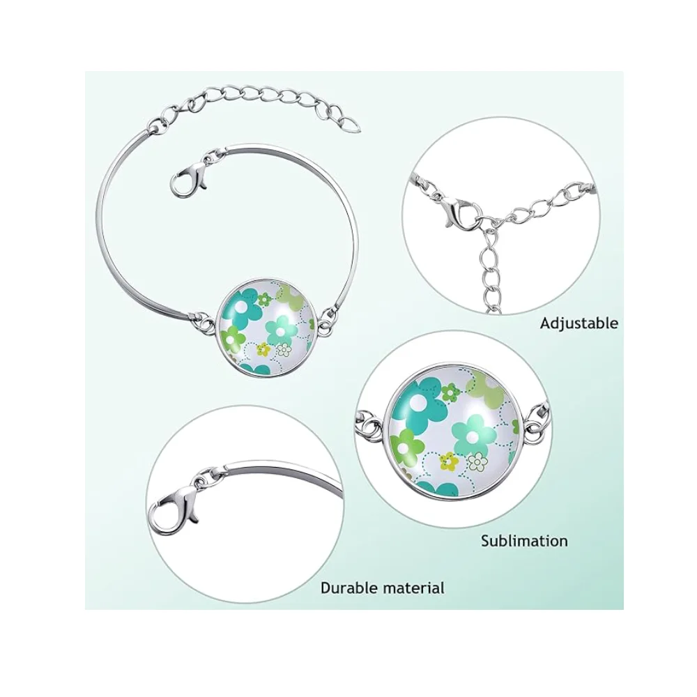 20pcs Sublimation Bracelets Round Pendants Bracelet DIY Bracelet Handicrafts Decors For Heat Transfer Print Unique Gift