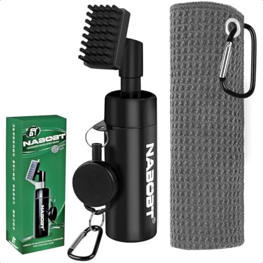 

Golf Towel and Brush Set Premium Golf Towel 16x16 inch and Splash Golf Club Cleaner Brush Set Retractable Clip Golf Cleaner Bru