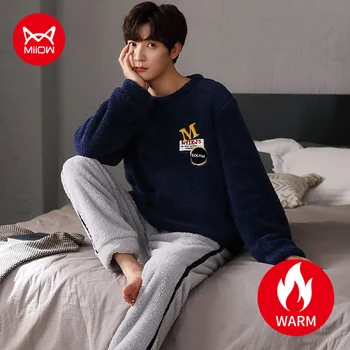 Ensemble de pyjamas d'hiver pour hommes, vêtements d'intérieur à manches longues, vêtements de nuit au glouton, lieu d'optique, sourire, 3XL