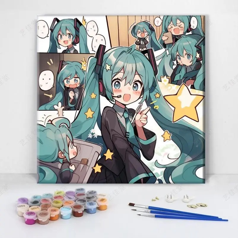 Acrylic Paint By Numbers Hatsune Miku Painting By Numbers on Canvas Coloring By Number for Adults Paint Digital Art